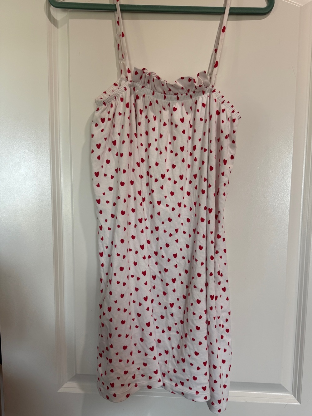 L A K E- XS Women's White & Red Heart Print Sleep Slip